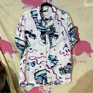 Urban Outfitters Face Print Button-Down Shirt